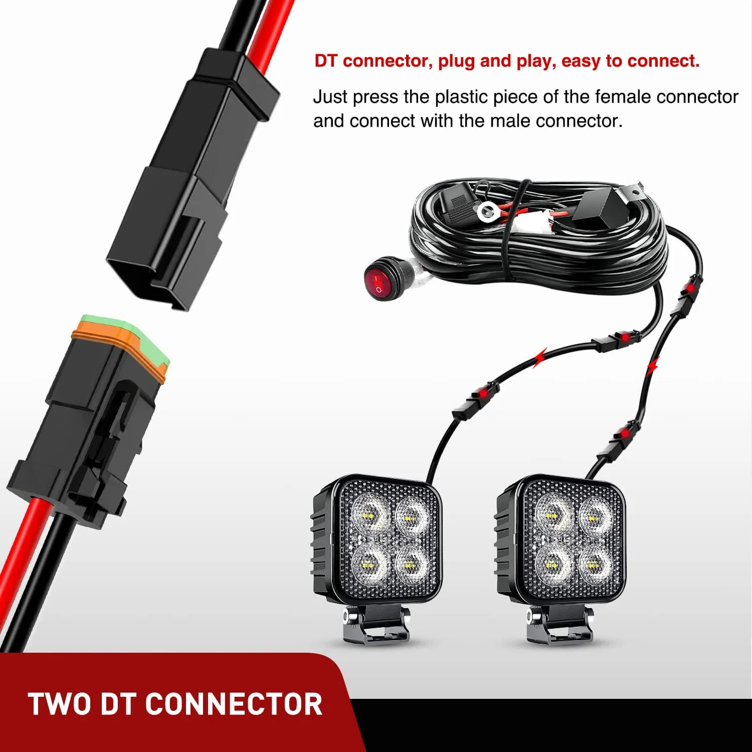 2PCS 16AWG 10FT Wire Extension Kit 2Pin Socket DT Connector