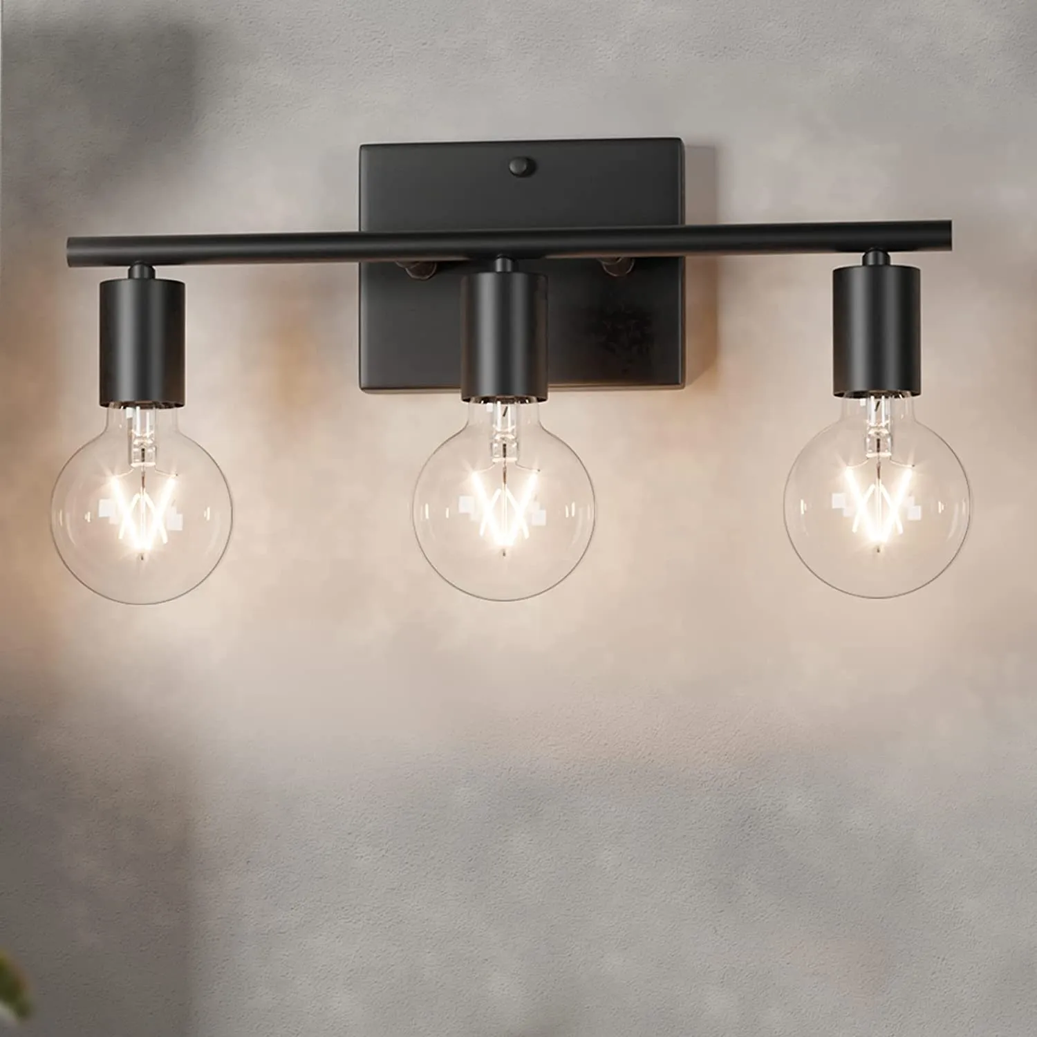 3 Light Bathroom Vanity Over Mirror, Black