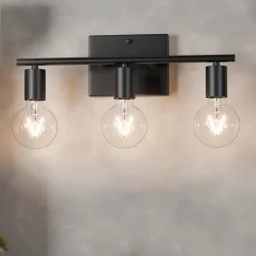 3 Light Bathroom Vanity Over Mirror, Black