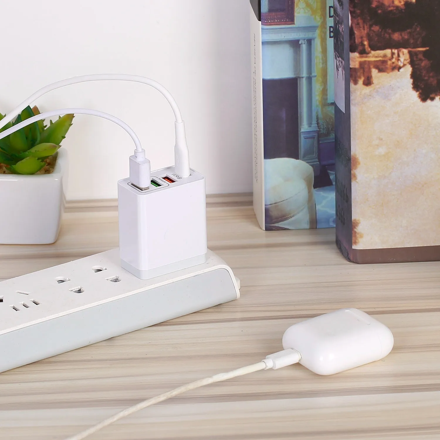 36W USB-C Fast Charger with 4-Ports, QC3.0 PD 20W Power Adapter for Samsung iPhone Tablet