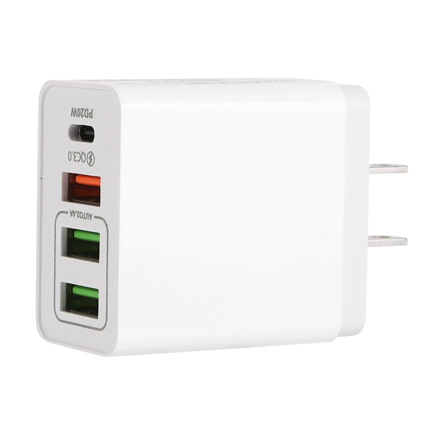 36W USB-C Fast Charger with 4-Ports, QC3.0 PD 20W Power Adapter for Samsung iPhone Tablet