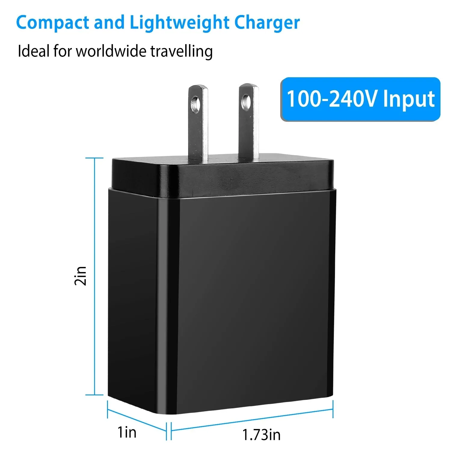 36W USB-C Fast Charger with 4-Ports, QC3.0 PD 20W Power Adapter for Samsung iPhone Tablet