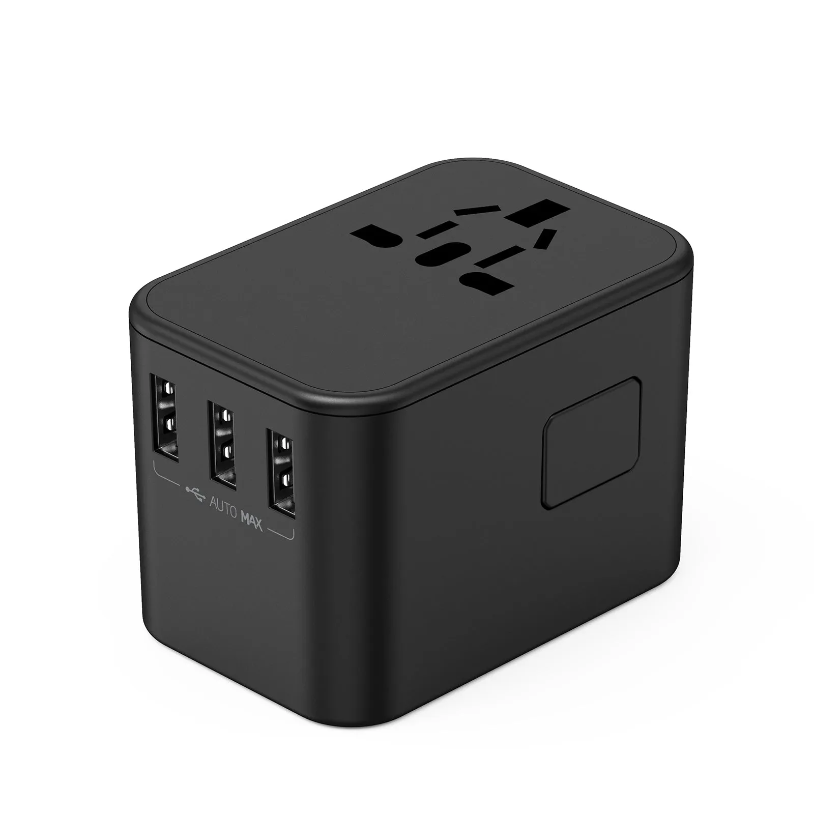 3PACK Universal Travel Plug Adapter PD 35W QC 3.0 USB 3 USB-A 2 USB-C All in One Worldwide Rapid Charge  Black