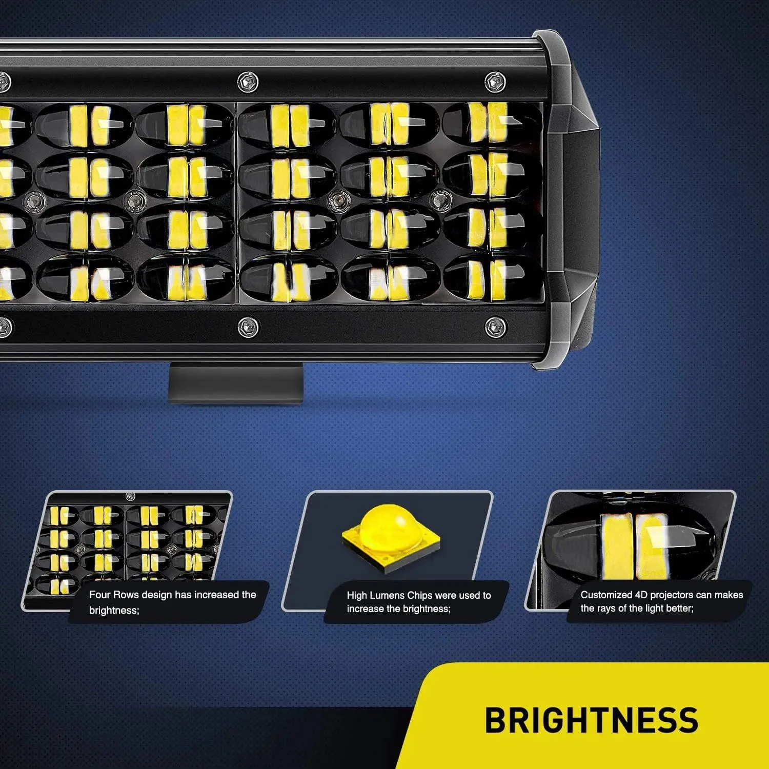 6.5 Inch 72W 7200LM Quad Row Spot Led Light Bars (Pair)