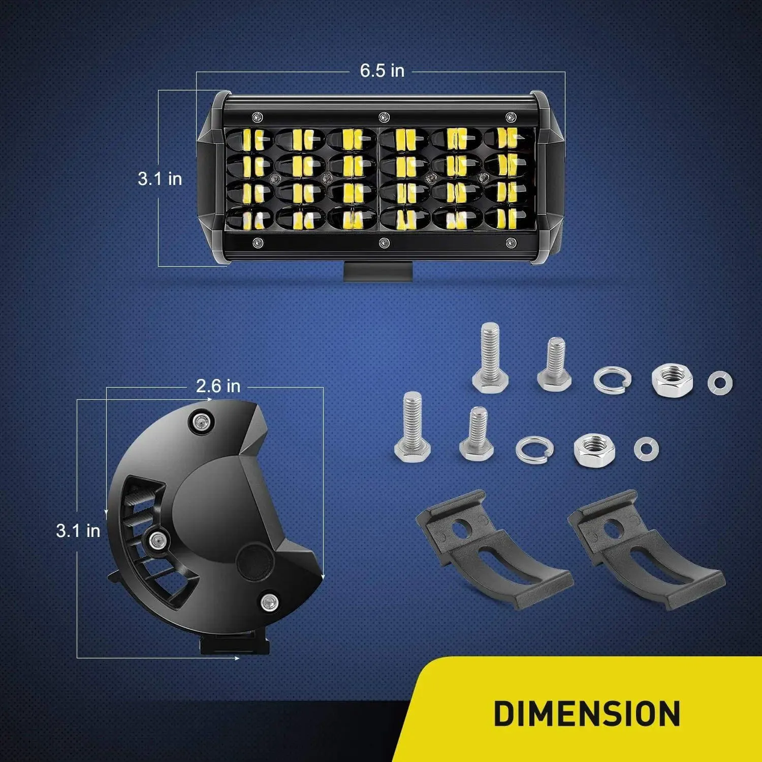 6.5 Inch 72W 7200LM Quad Row Spot Led Light Bars (Pair)