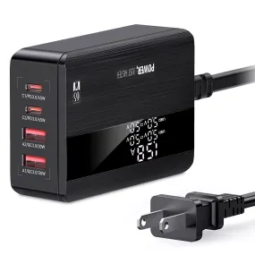 65W 4-Port USB Wall Charger: Fast Charging for iPhone 14-11, Samsung S22-S21, Switch, MacBook, iPad