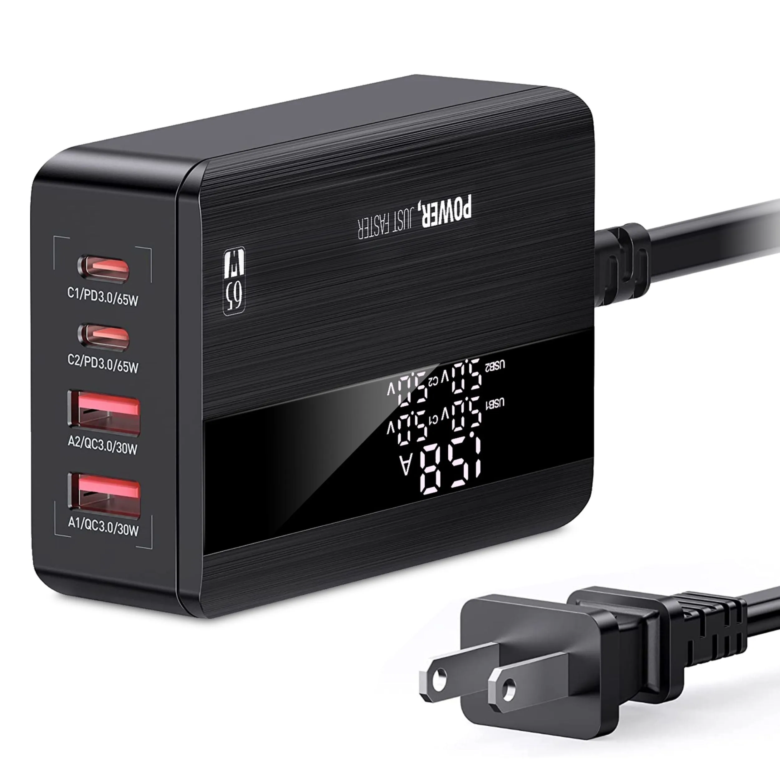 65W 4-Port USB Wall Charger: Fast Charging for iPhone 14-11, Samsung S22-S21, Switch, MacBook, iPad