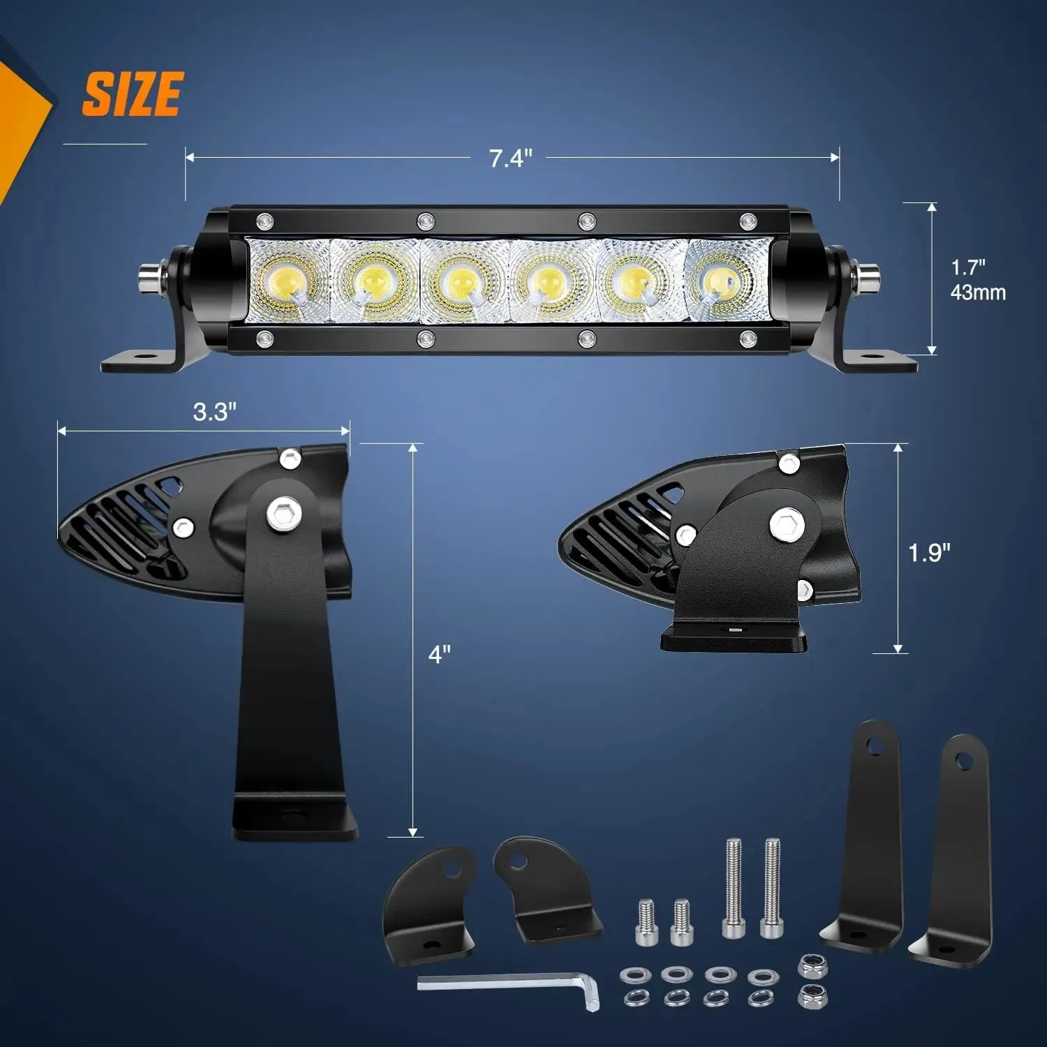 7 Inch 30W 3600LM Super Slim Flood Led Light Bars (Pair)