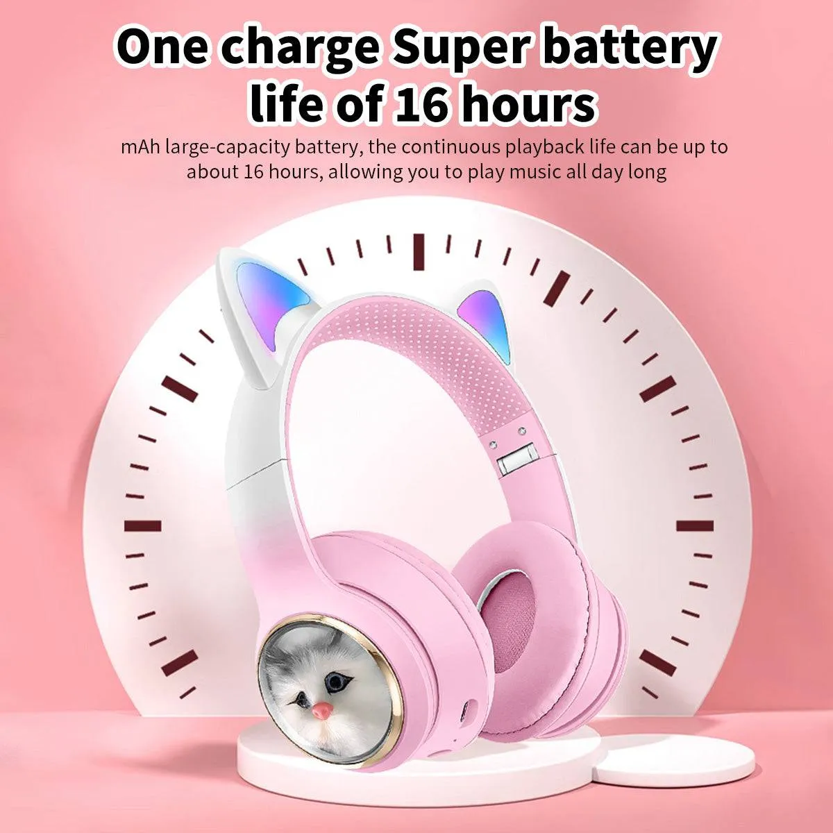 AKZ-09 Cat Ear Wireless Headphones for Kids Adults