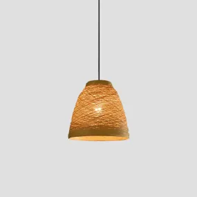 Asian Style Rattan Weaving Bell Hanging Lamp - Suspension Pendant Light for Snack Bars (1 Bulb)