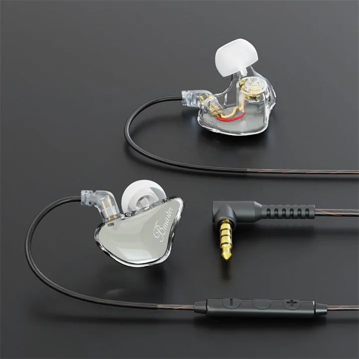 BASN Bmaster 2-Pin Triple-Driver In-Ear Monitor Headphones - Premium Sound Quality (Grey)