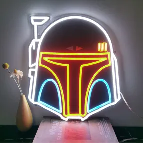 Bright Colorful Mandalorian Helmet LED Night Light Star Wars Room Wall Decoratio