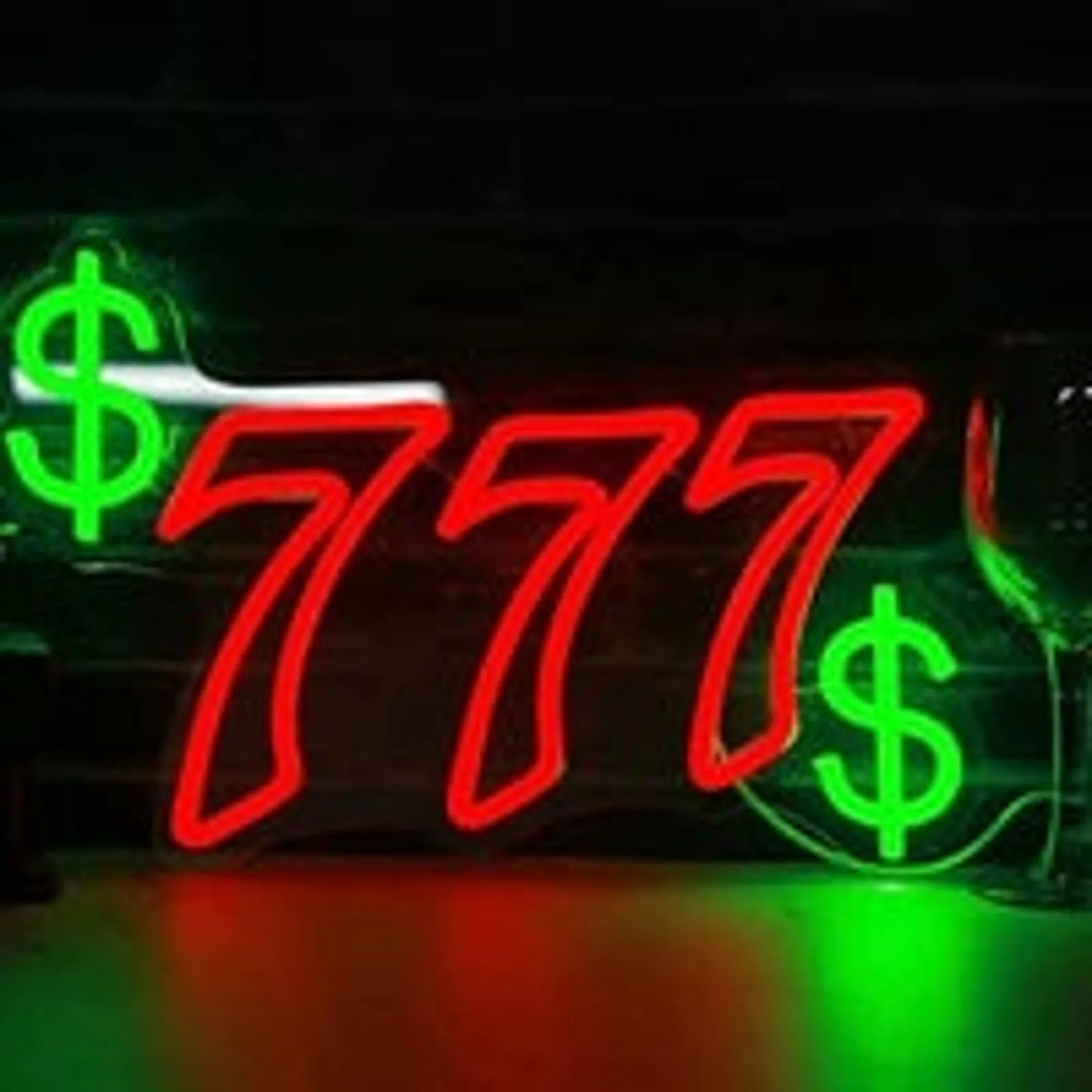 Bright Triple 7 Money $ Sign Casino LED Night Light Room Wall Decoration