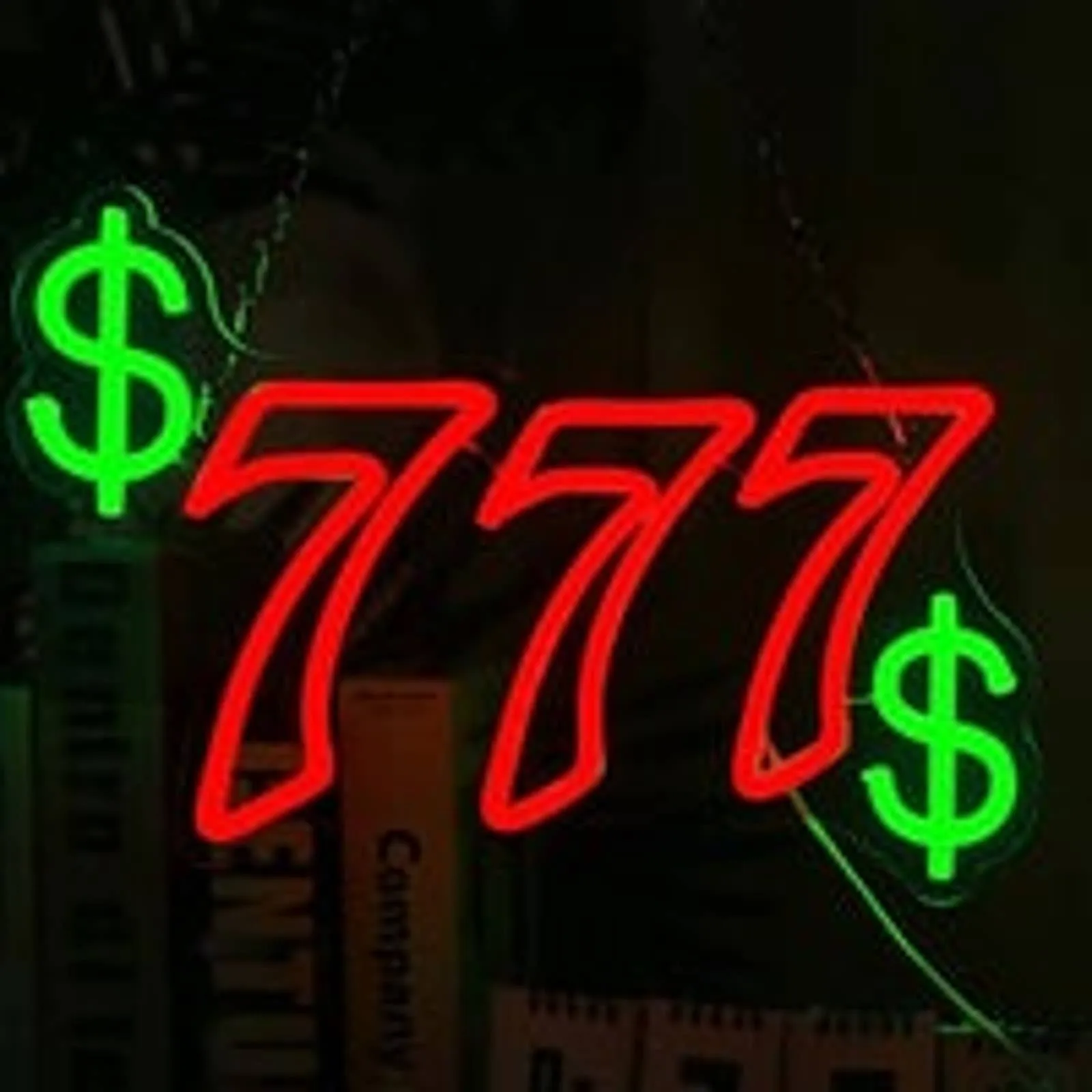 Bright Triple 7 Money $ Sign Casino LED Night Light Room Wall Decoration