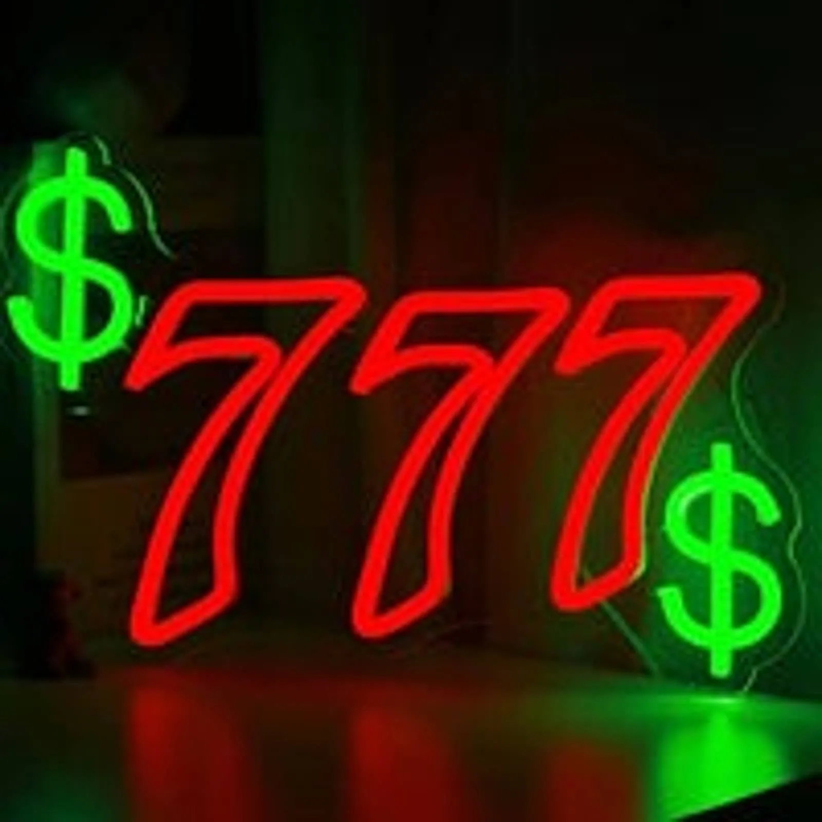 Bright Triple 7 Money $ Sign Casino LED Night Light Room Wall Decoration
