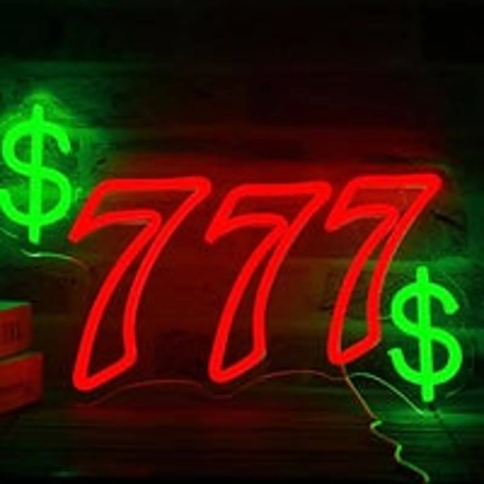 Bright Triple 7 Money $ Sign Casino LED Night Light Room Wall Decoration