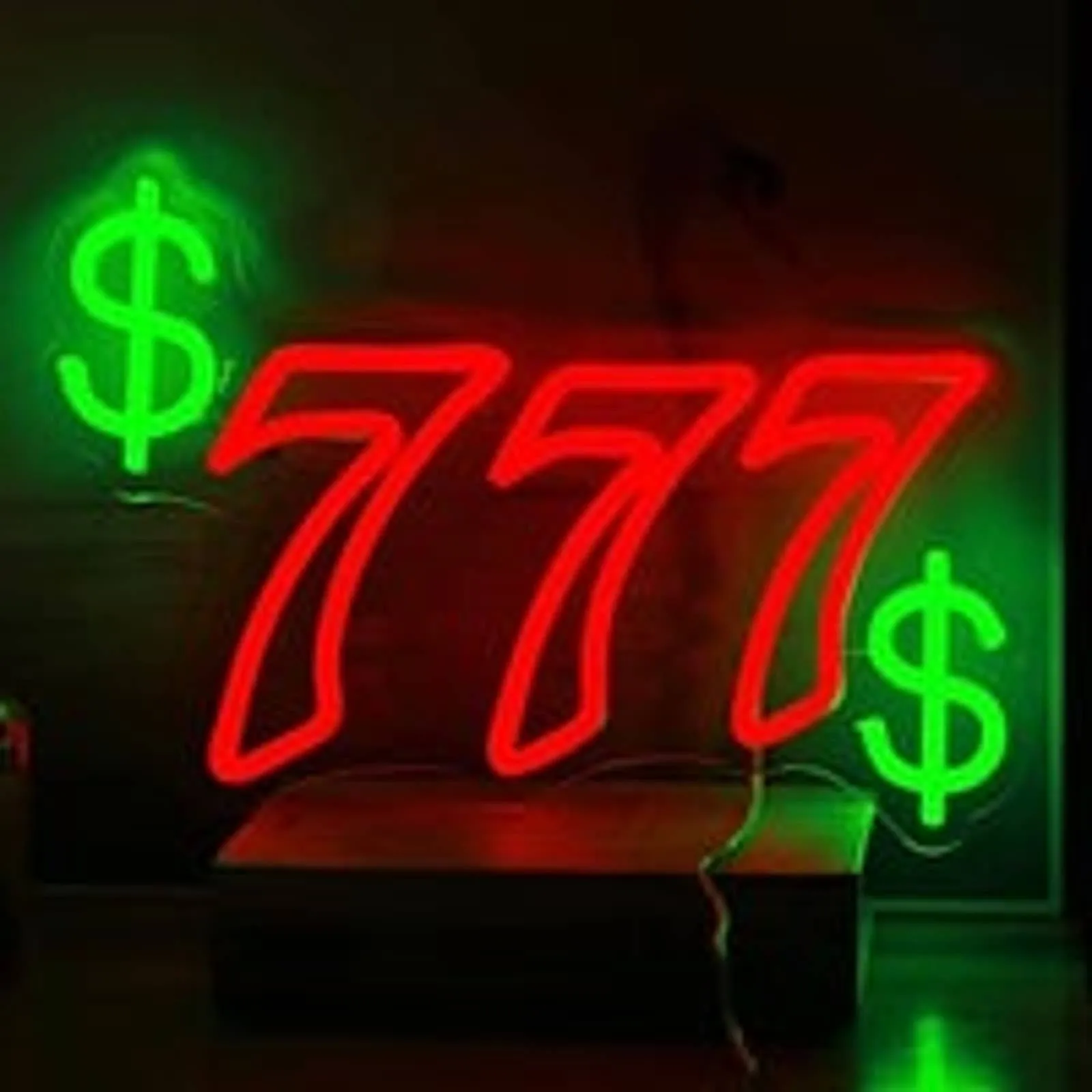 Bright Triple 7 Money $ Sign Casino LED Night Light Room Wall Decoration