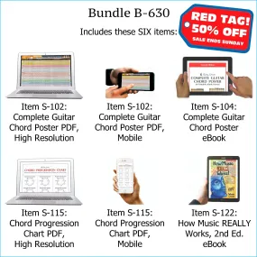 Bundle B-630: How Music REALLY Works! E-Book   Guitar Chords, Chord Progressions - E-Posters and Printable E-Book. FREE Download Protection.