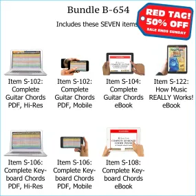 Bundle B-654: How Music REALLY Works! E-Book   Complete Guitar Chords, Complete Keyboard Chords - E-Posters and Printable E-Books. FREE Download Protection.