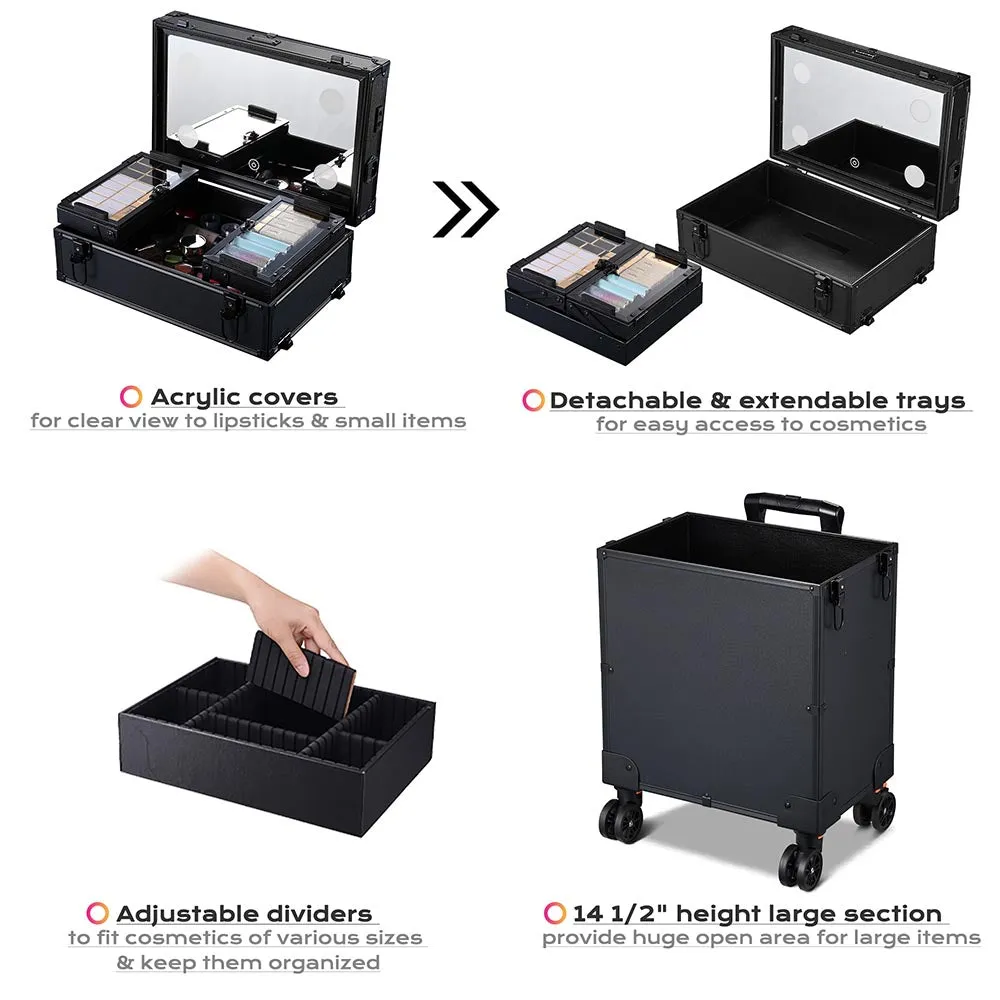 Byootique Urstudio 31" Rolling Makeup Case Pro Cosmetic Artist Travel