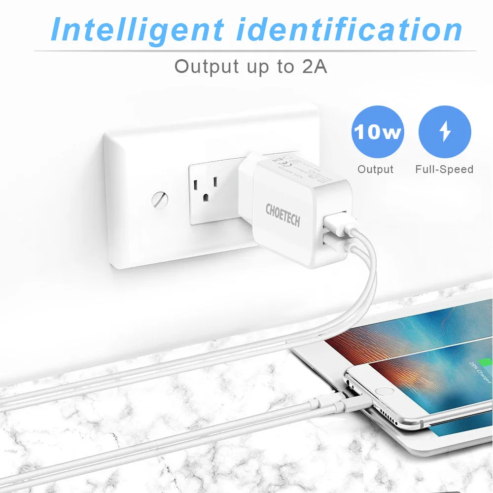 C0030 Choetech 10W Dual USB Travel Wall Charger 5V/2A
