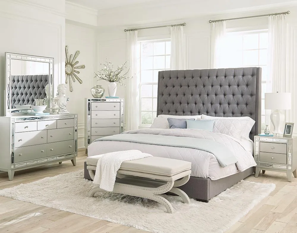 Camille 4-piece Eastern King Bedroom Set Grey And Metallic Mercury