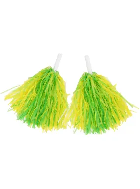 Cheerleader Green And Gold Costume Pom Poms