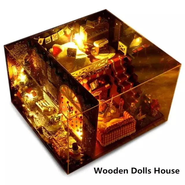 Christmas Dollhouse DIY Dollhouse Kit Christmas Theme Living Room Miniature Adult Craft Best Christmas Gift Birthday Gift for Children