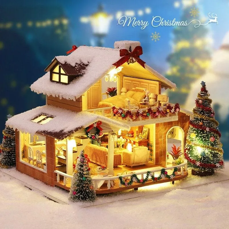 Christmas Dollhouse DIY Dollhouse Kit Christmas Village Miniature