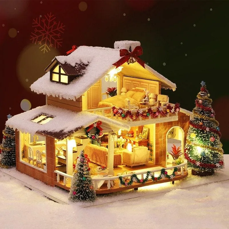Christmas Dollhouse DIY Dollhouse Kit Christmas Village Miniature