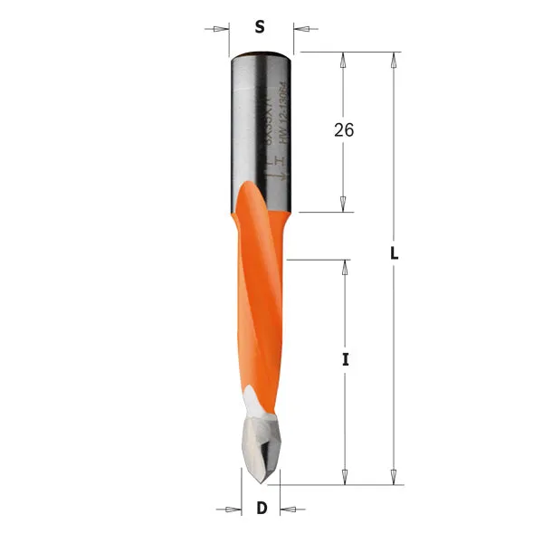 CMT Orange Tools 314.080.41 DOWEL DRILL FOR THROUGH HOLE 5/16”x35x70mm  RH