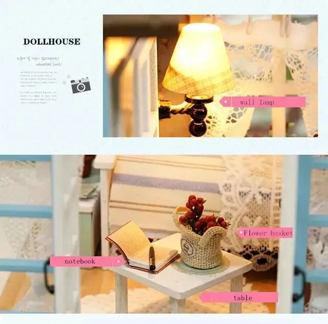 DIY American Retro Style Dollhouse Miniature Room Available In 3 Style - Holiday Time - Beautiful Time - Blue Time Adult Craft Puzzle Toys