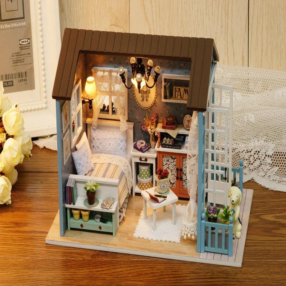 DIY American Retro Style Dollhouse Miniature Room Available In 3 Style - Holiday Time - Beautiful Time - Blue Time Adult Craft Puzzle Toys