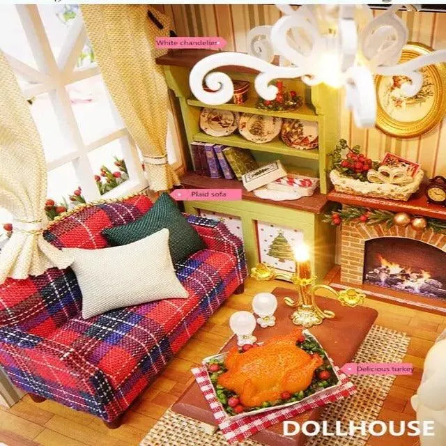 DIY American Retro Style Dollhouse Miniature Room Available In 3 Style - Holiday Time - Beautiful Time - Blue Time Adult Craft Puzzle Toys