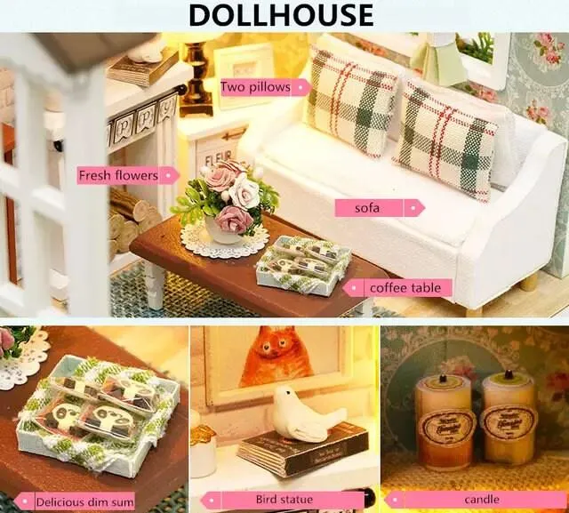 DIY American Retro Style Dollhouse Miniature Room Available In 3 Style - Holiday Time - Beautiful Time - Blue Time Adult Craft Puzzle Toys