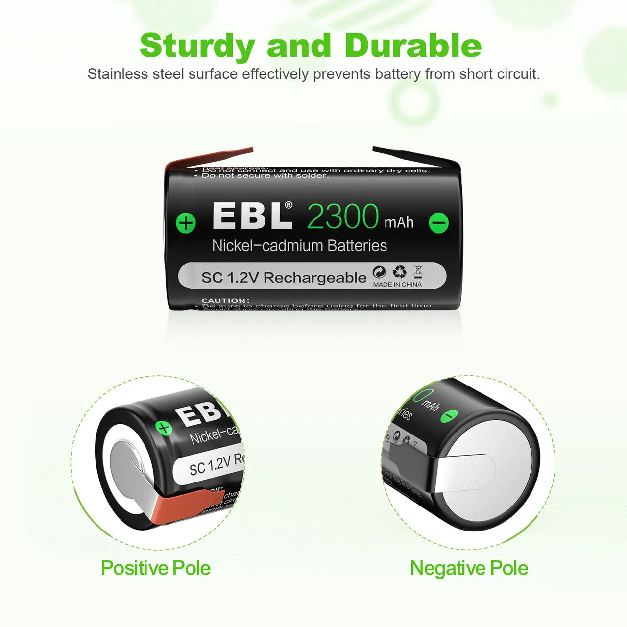 EBL Sub C NiCd Rechargeable Batteries 2300mAh