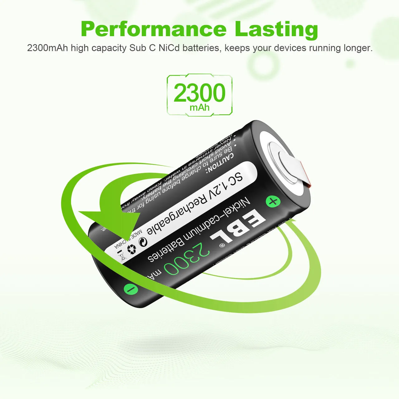EBL Sub C NiCd Rechargeable Batteries 2300mAh