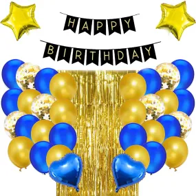 Happy Birthday Golden & Blue 44 Pcs