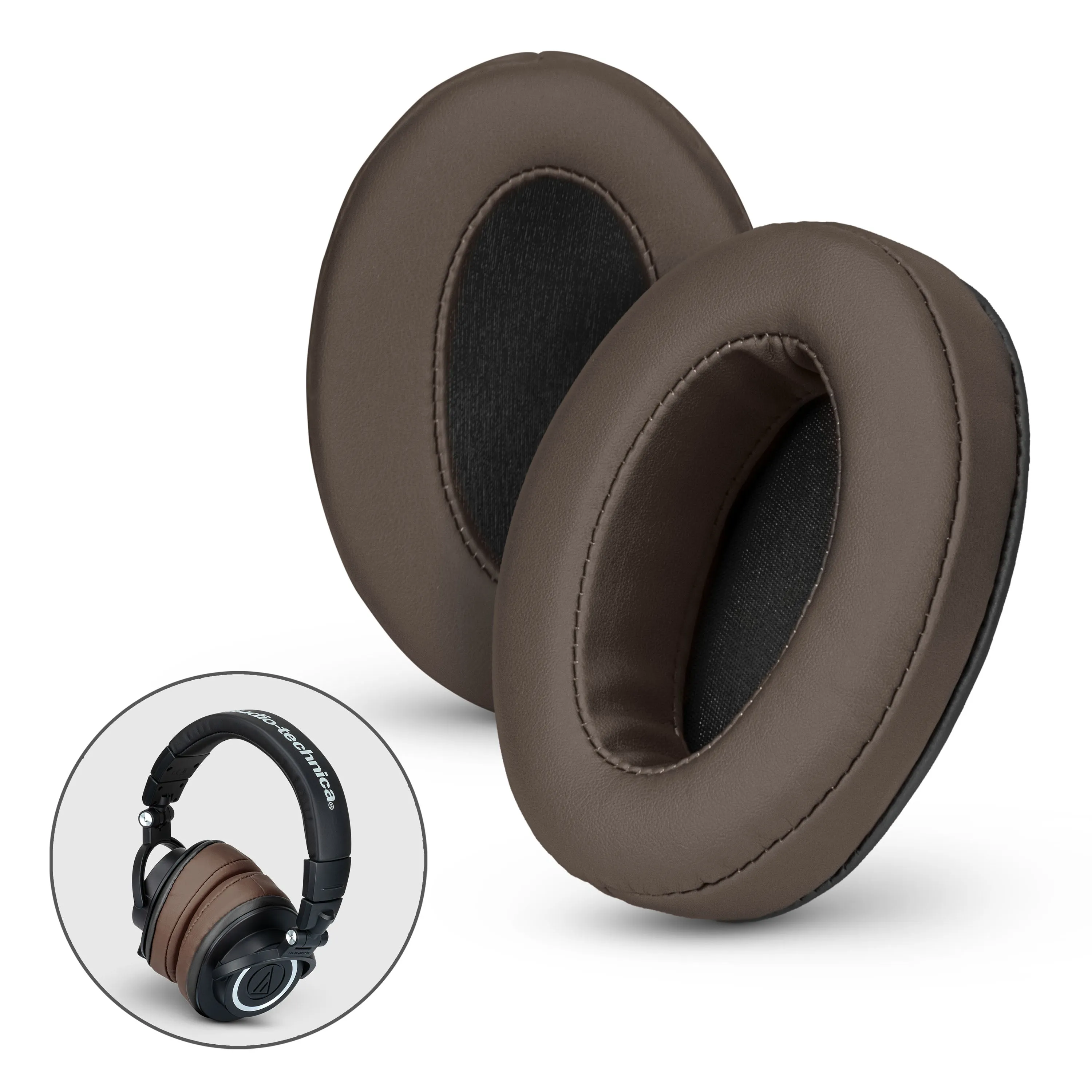 Headphone Memory Foam Earpads - Oval - Angled PU Leather (Various Colours)