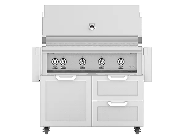 Hestan 42 Inch Grill With Rotisserie On Double Door & Drawer Cart
