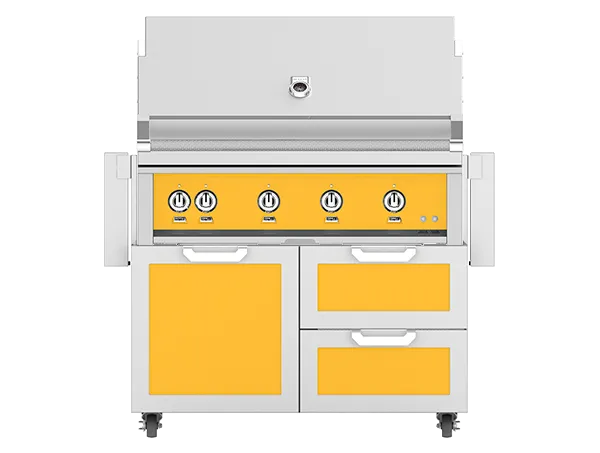 Hestan 42 Inch Grill With Rotisserie On Double Door & Drawer Cart