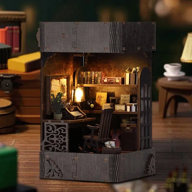 Holmes Detective Agency Room Box Miniature Dollhouse DIY Mini House Building Kit With LED