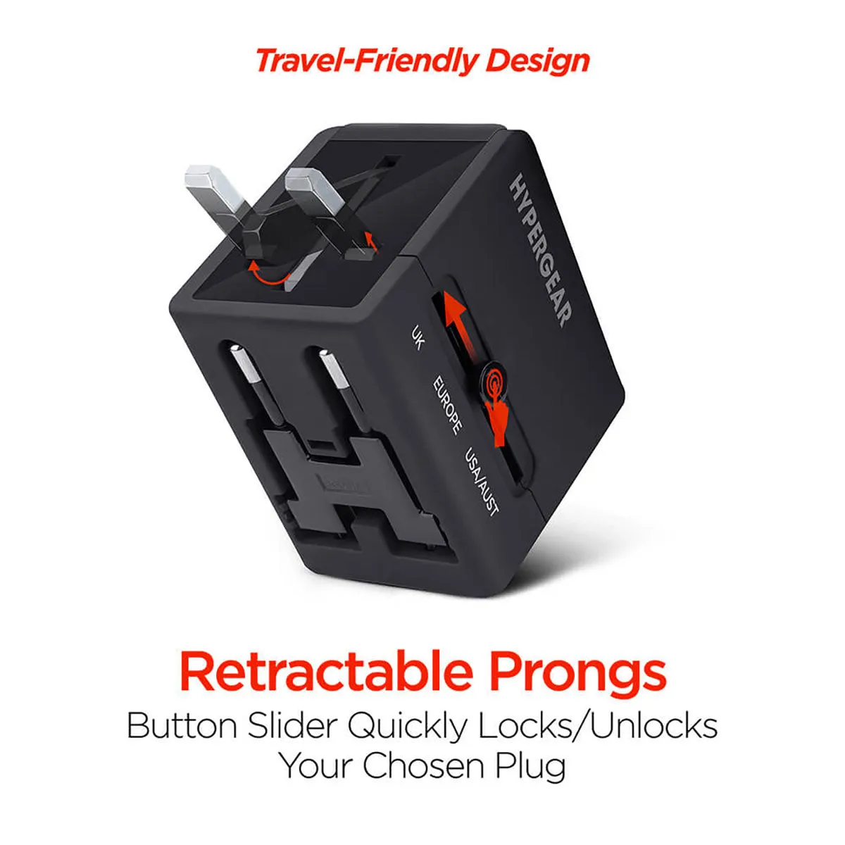 Hypergear All In One World Customized Travel Adapters, Black