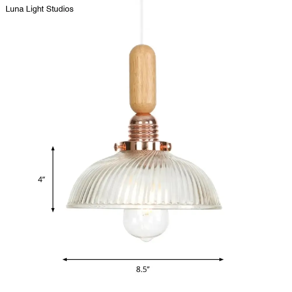 Industrial Glass Cone Pendant Light with Clear/White Dome and Saucer - 1 Light Hanging Ceiling Fixture