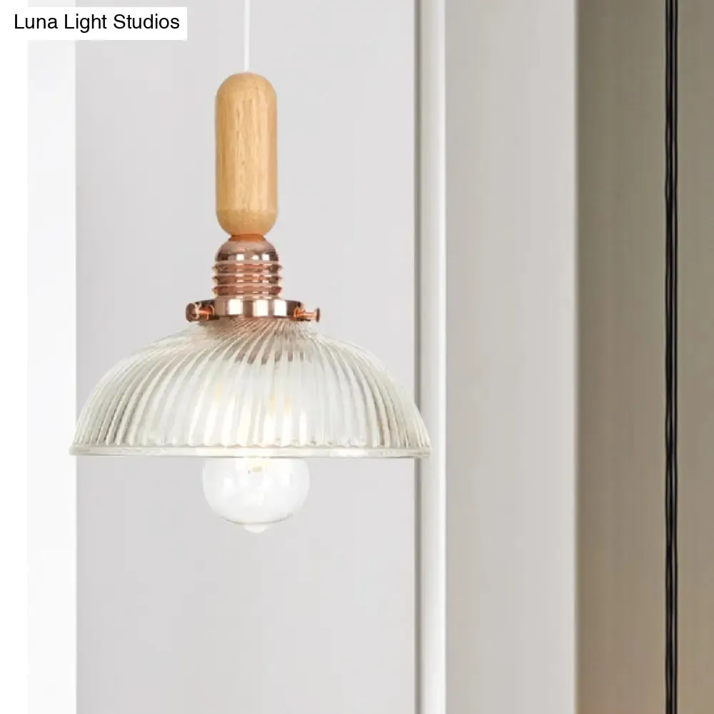 Industrial Glass Cone Pendant Light with Clear/White Dome and Saucer - 1 Light Hanging Ceiling Fixture