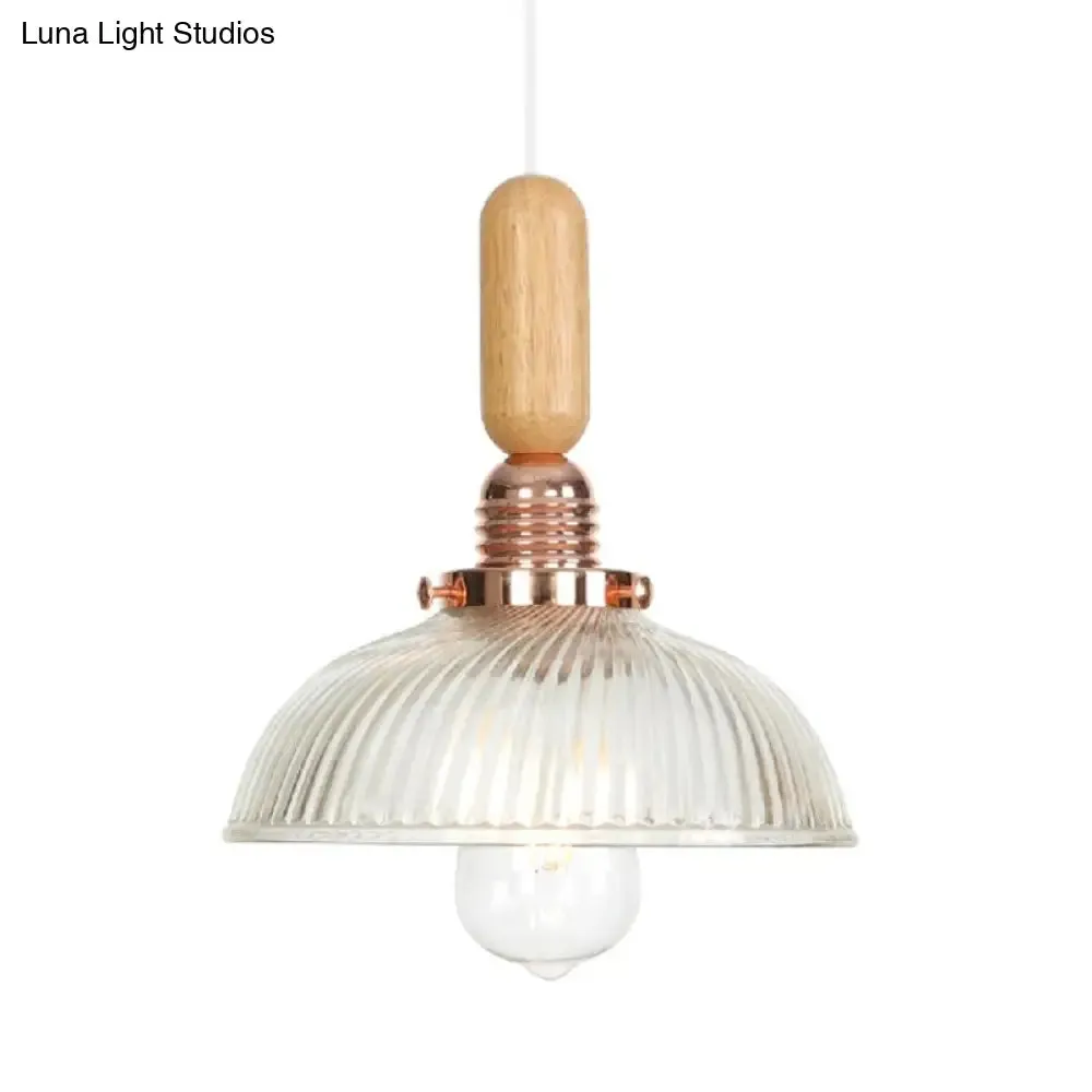 Industrial Glass Cone Pendant Light with Clear/White Dome and Saucer - 1 Light Hanging Ceiling Fixture