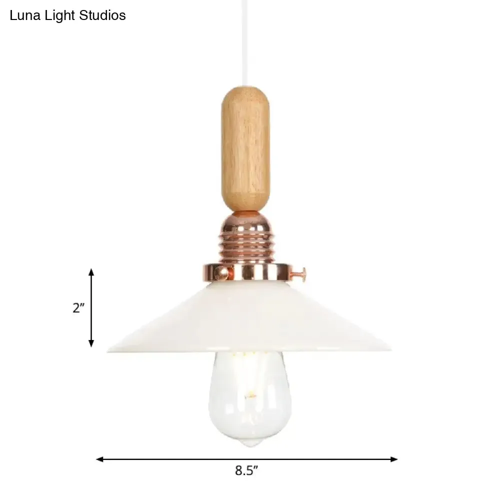 Industrial Glass Cone Pendant Light with Clear/White Dome and Saucer - 1 Light Hanging Ceiling Fixture