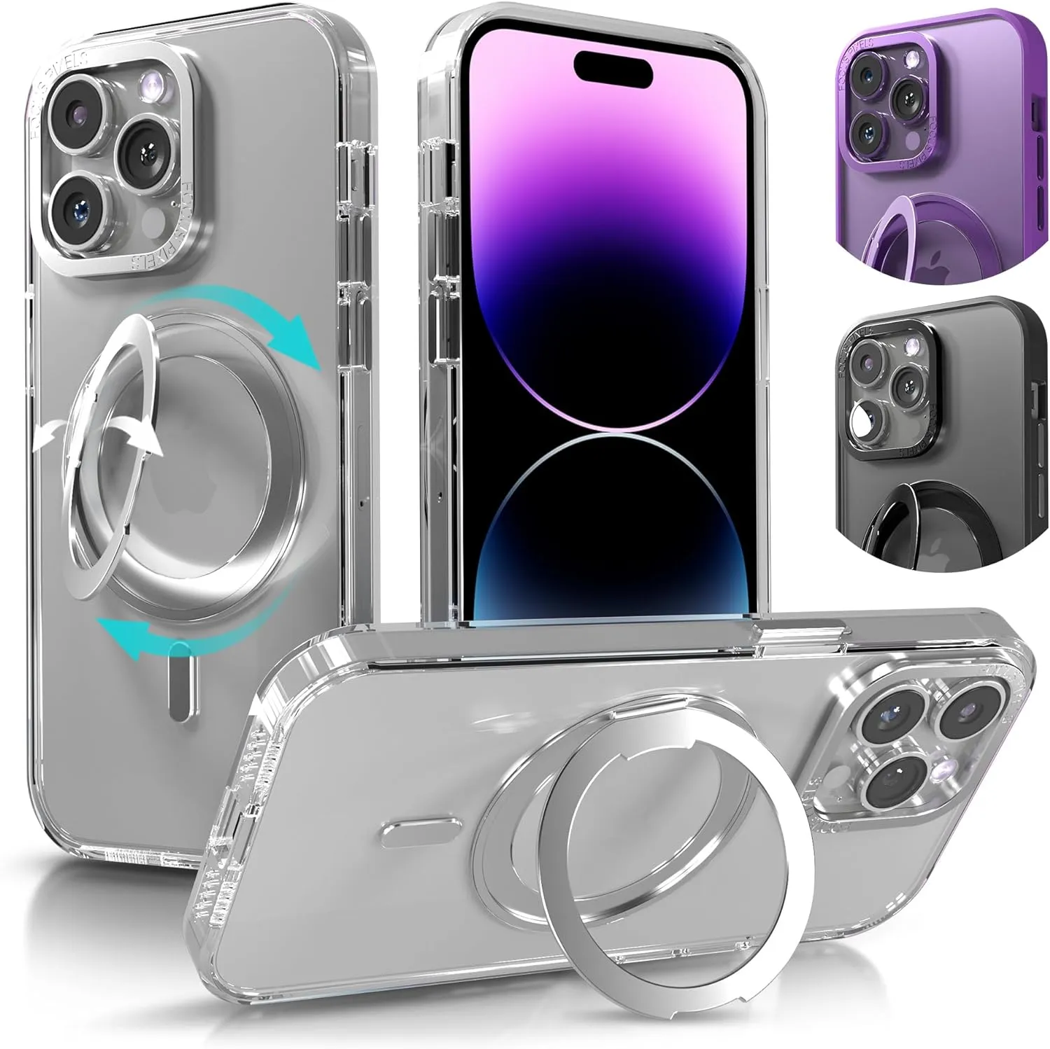 iPhone 15 Case Metal Lens Ring  Buttons TPU Frame Drop Protection Plus one Pack