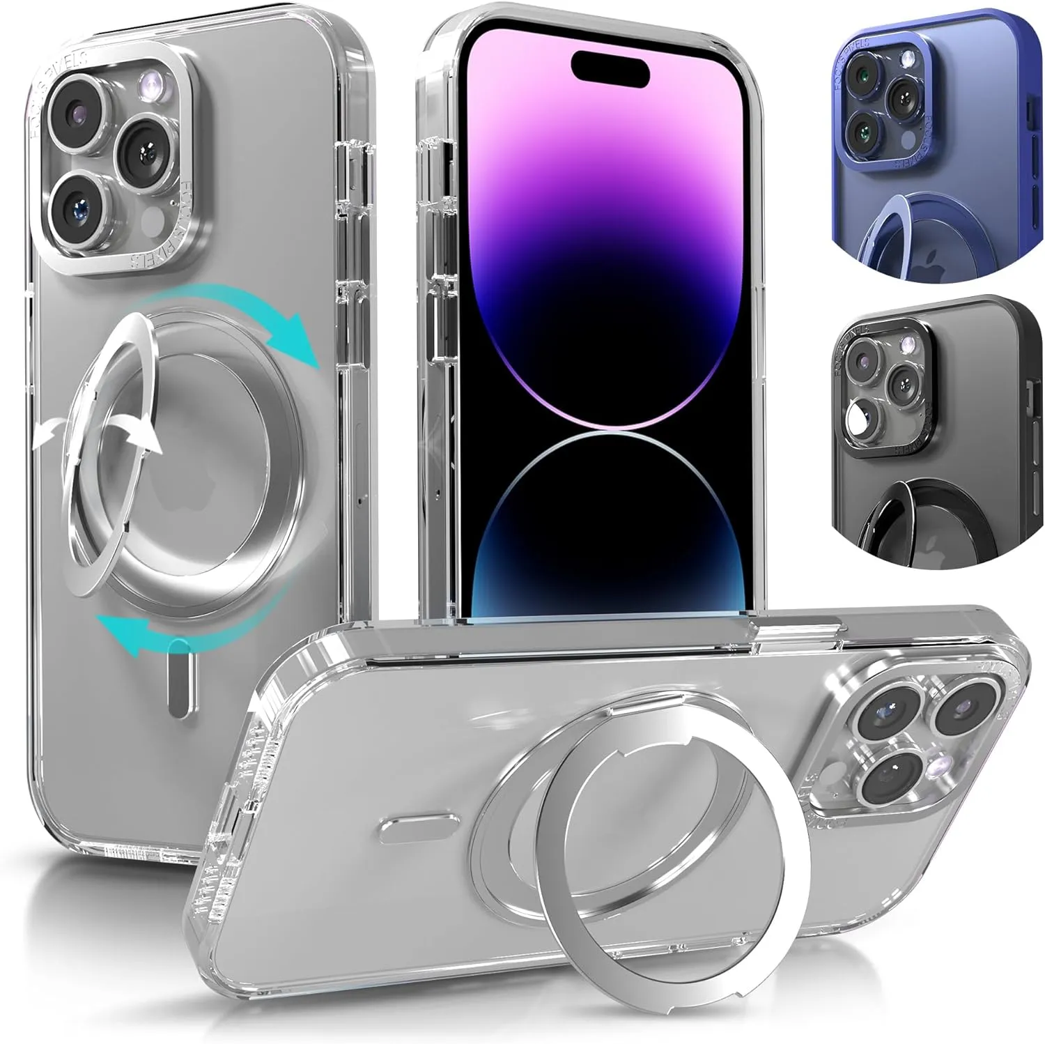 iPhone 15 Case Metal Lens Ring  Buttons TPU Frame Drop Protection Plus one Pack