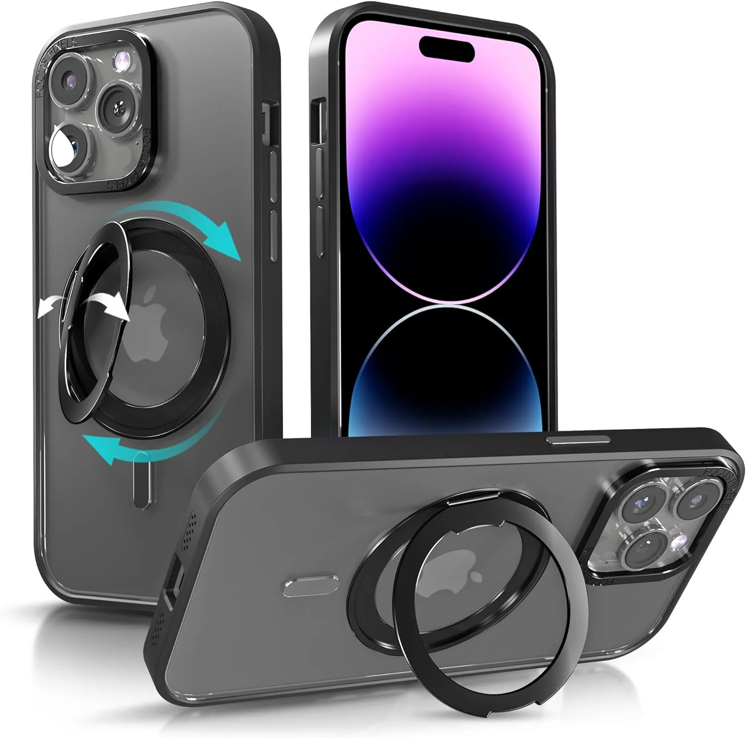 iPhone 15 Case Metal Lens Ring  Buttons TPU Frame Drop Protection Plus one Pack